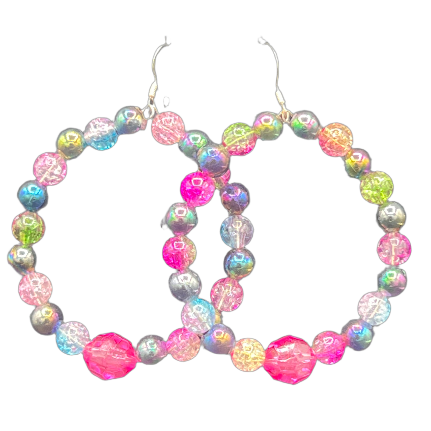 Gum Drop| Small Multi Colored Hoop Earrings W/Ball Accents