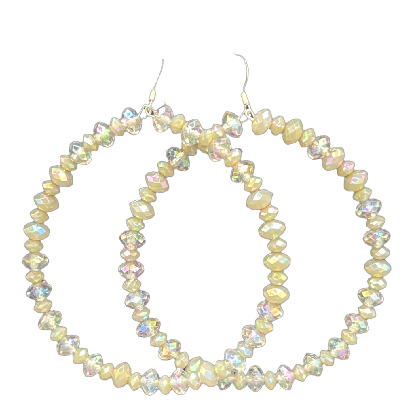 Joseline| Opal Taupe Iridescent Stone Jumbo Hoop Earrings